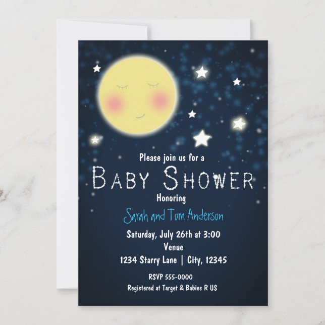 DUCHA DE BEBÉ Invitación de destellos Twinkle Litt (Anverso)