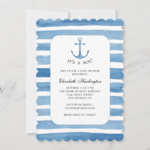 Ducha de bebé. Invitación de yate de ancla azul