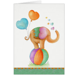 Ducha de bebé lindo elefante acuarela tarjeta de a