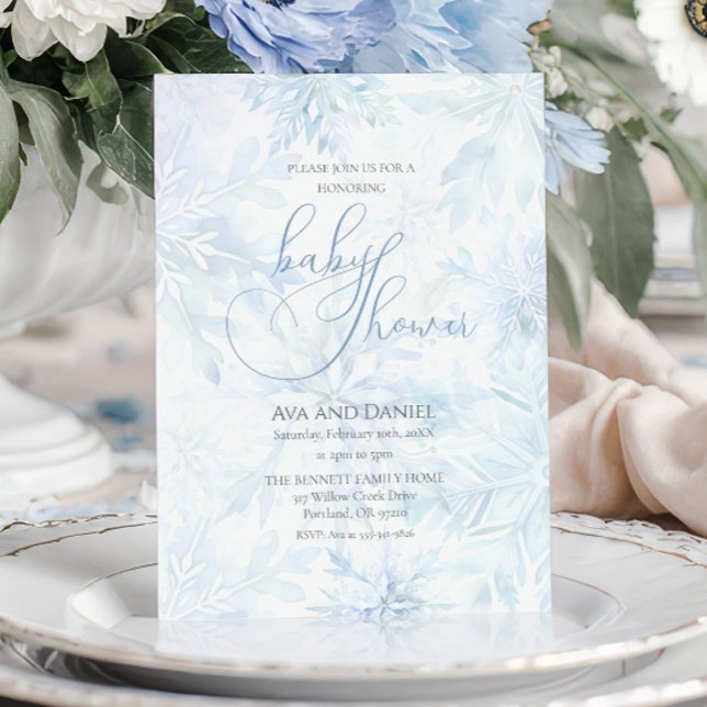 Ducha de Bebé Niño Invitación Copo de Nieve Azul d (Subido por el creador)