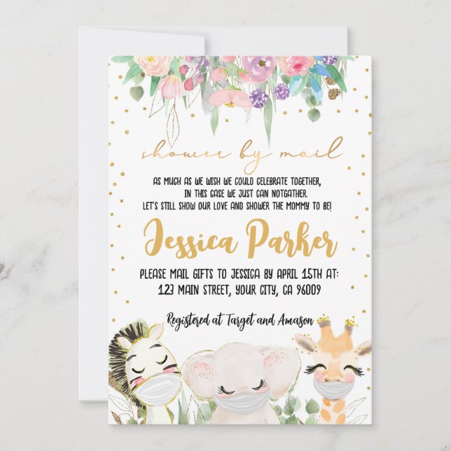 Ducha de bebé por invitación del correo (Anverso)