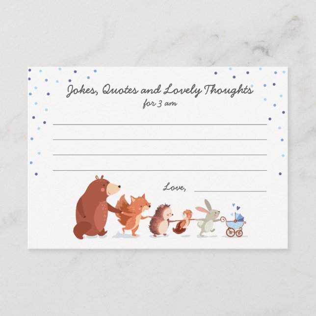 Ducha de bebé Woodland Boy Blue Diapers tarjeta de (Anverso)