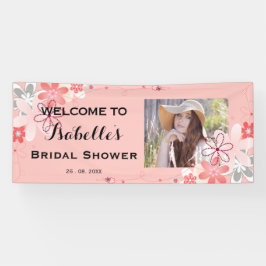 DUCHA DE BRIDAL de flores corales con pancarta de 