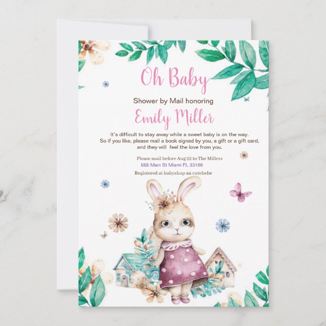 Ducha de chica Bunny por invitación por correo (Anverso)