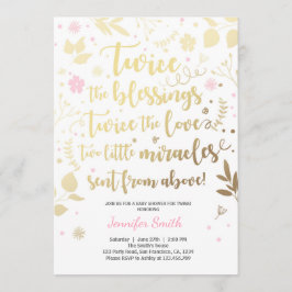 Ducha de Chica dorado Twin Invitación Baby Shower