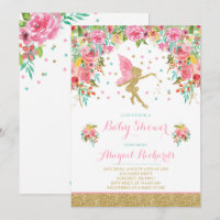 Ducha de hadas floral de la invitación de hadas de