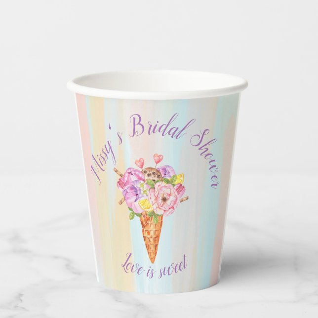 Ducha de helado, vaso de papel para ducha de novia (Anverso)