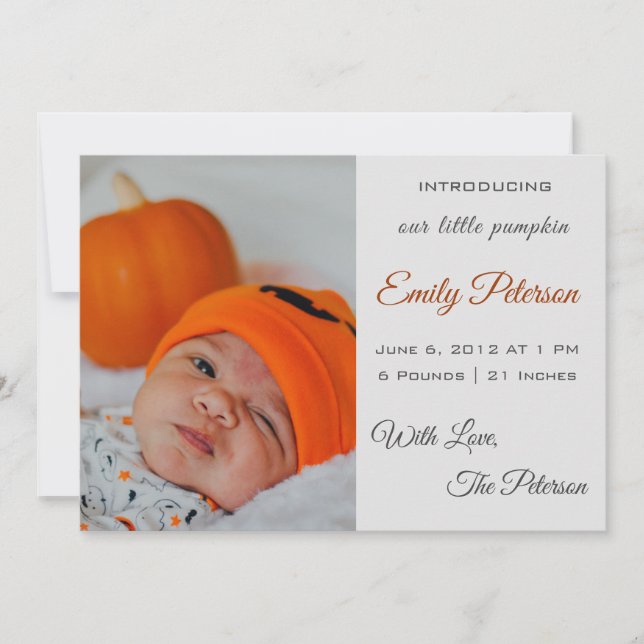 Ducha de invitación de bebé de Halloween calabaza  (Anverso)