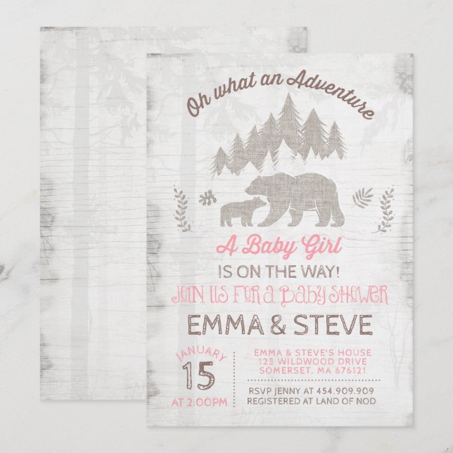 Ducha de la aventura del chica de la invitación de (Anverso / Reverso)