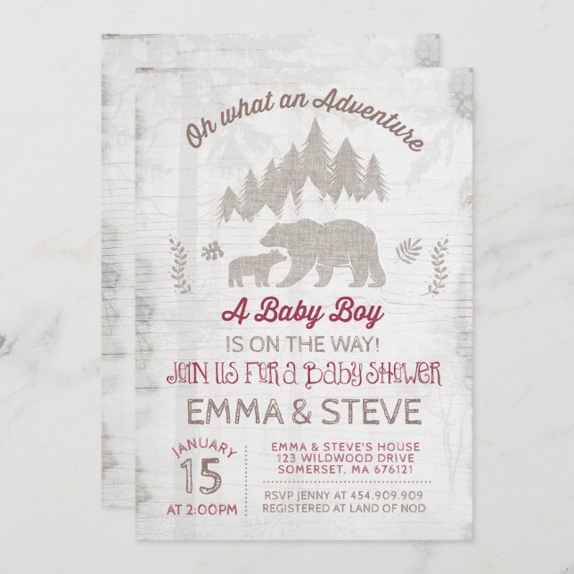 Ducha de la aventura del muchacho de la invitación (Anverso / Reverso)