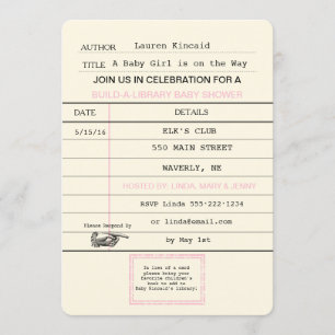Ducha de libro de tarjeta de biblioteca vintage de