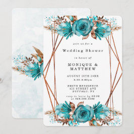 Ducha de matrimonio con marco floral turquesa de o