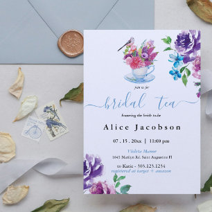ducha de novia azul polvorienta, invitación al té 