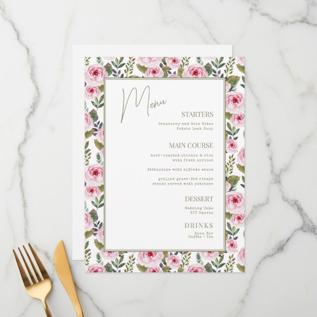 Ducha de novia con menú plano (Anverso/Reverso In Situ)