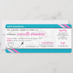 Ducha de novia con tarjeta de embarque azul