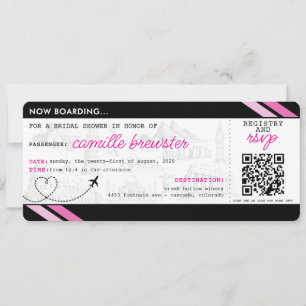 Ducha de novia con tarjeta de embarque negra