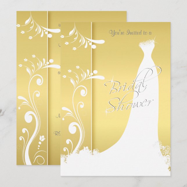 Ducha de novia en una bella invitación amarilla (Anverso / Reverso)
