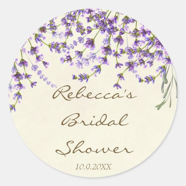 ducha de novia favorece a los pegatinas lavender f (Anverso)