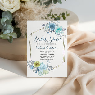 Ducha de Novia Floral Azul Claro Amarillo Verde