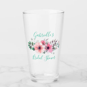 Ducha de novia floral rosa Drinkware personalizado