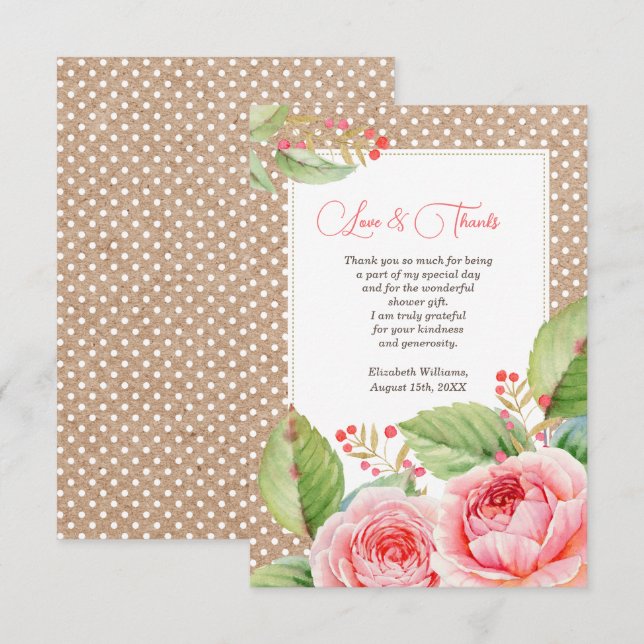 Ducha de novia Gracias Tarjetas planas Personaliza (Anverso / Reverso)