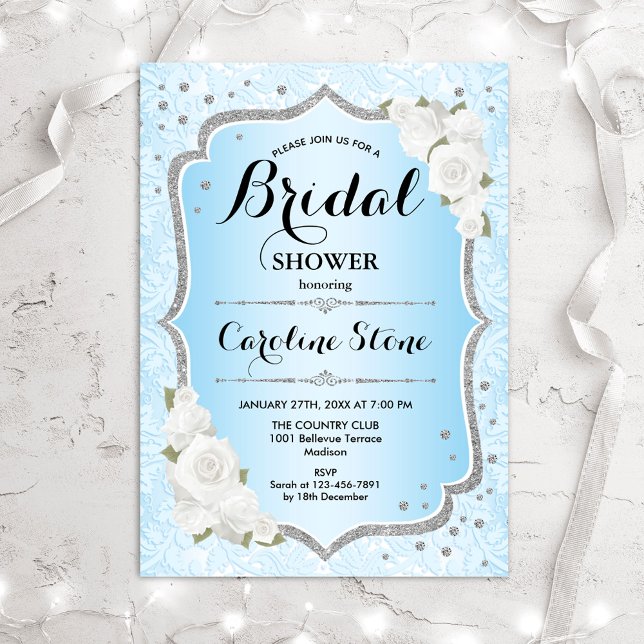 Ducha de novia - Invitación a rosas blancas de pla (Subido por el creador)