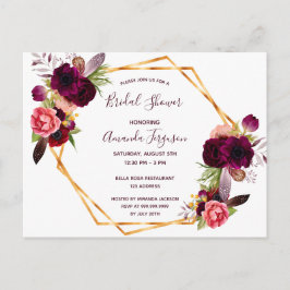 Ducha de novia invitación burgundy