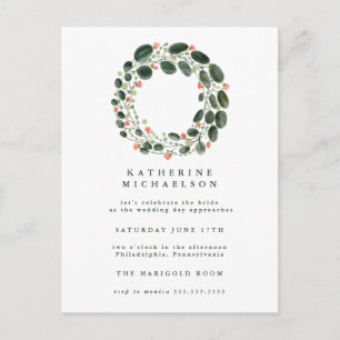 DUCHA DE NOVIA Invitación de Corona de Acuarela