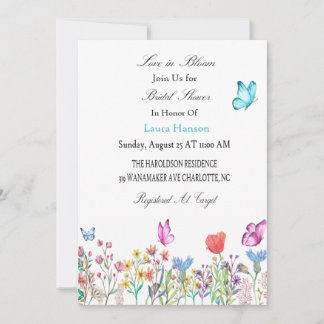 Ducha de novia Invitación mariposas azul/púrpura
