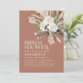 Ducha de novia pampas hierba invitación moderna de