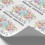 Ducha de novia personalizada Papel de envolver flo<br><div class="desc">Añada un toque de elegancia y encanto personal a sus regalos de ducha de novias con nuestro papel de envolvimiento floral rosa de ducha personalizada. Este exquisito papel de envoltura está diseñado para celebrar la alegre ocasión de una ducha de novias, con delicados patrones florales en bonitos tonos rosas que...</div>