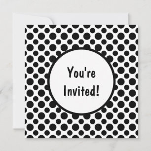 Ducha de novia puntos de polka negro en invitación