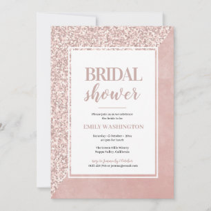 Ducha de novia purpurina rosa acuarela Invitación