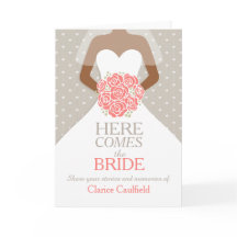 Ducha de novia recuerdos de coral tarjeta de mante