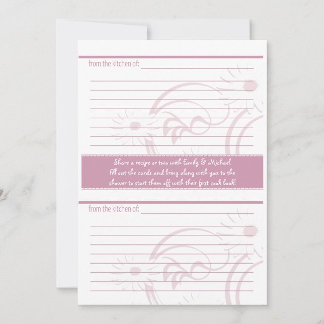 Ducha de novia y tarjetas de recetas Rosa (Anverso)
