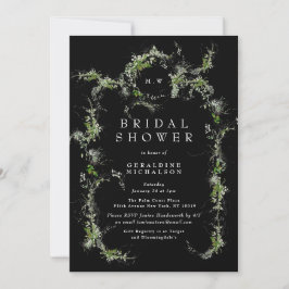 Ducha de novias monograma de eucalipto negro premi