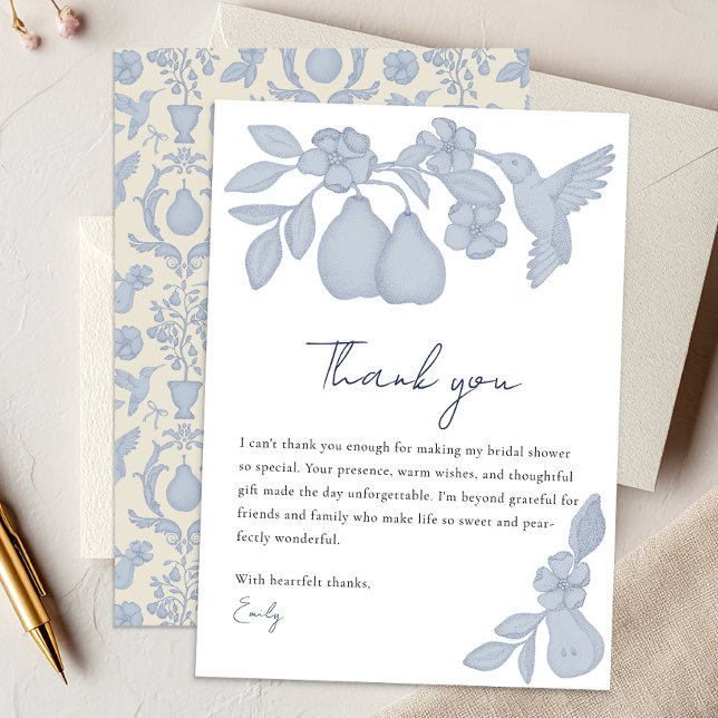 Ducha de novias Perfecta Pear | Tarjeta de agradec (Thank You Card)