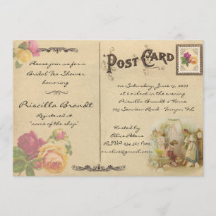 Ducha de té de novia Honor, postal antigua estilo 