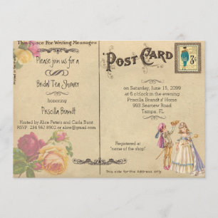 Ducha de té de novia honores, postal antigua estil