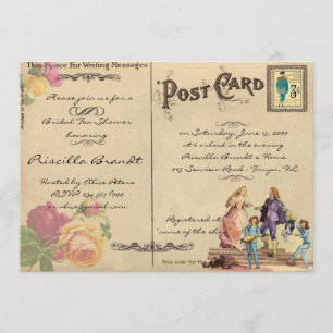 Ducha de té de novia honores, postal antigua estil
