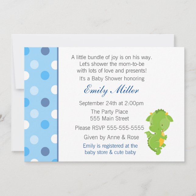 Ducha del bebé de la invitación del dragón (Anverso)