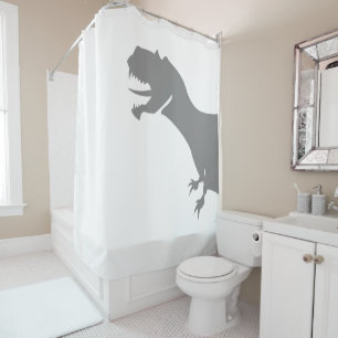 Ducha Dinosaurio Detrás De La Cortina
