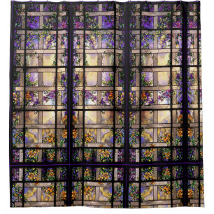 Ducha El arte Nouveau del vitral florece la cortina de