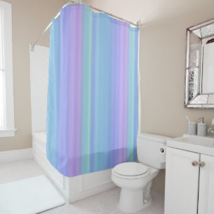 Ducha El pastel verde púrpura azul raya la cortina de