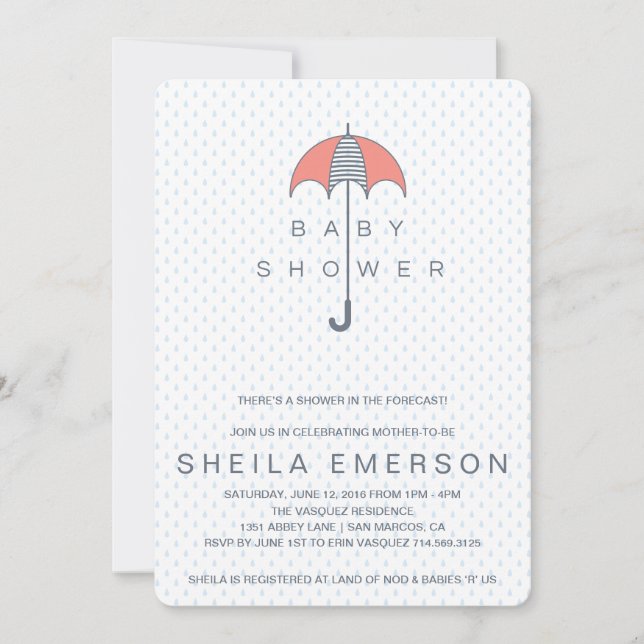 Ducha En La Invitación De Baby Shower Prevista (Anverso)