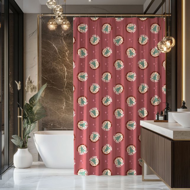 Ducha Idea de regalo de Navidad retro con cortina de col (Retro Pastel Curtain Groovy Christmas Gift Idea)