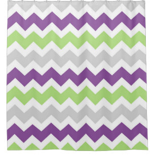 Ducha La cal Chevron gris púrpura raya la cortina de