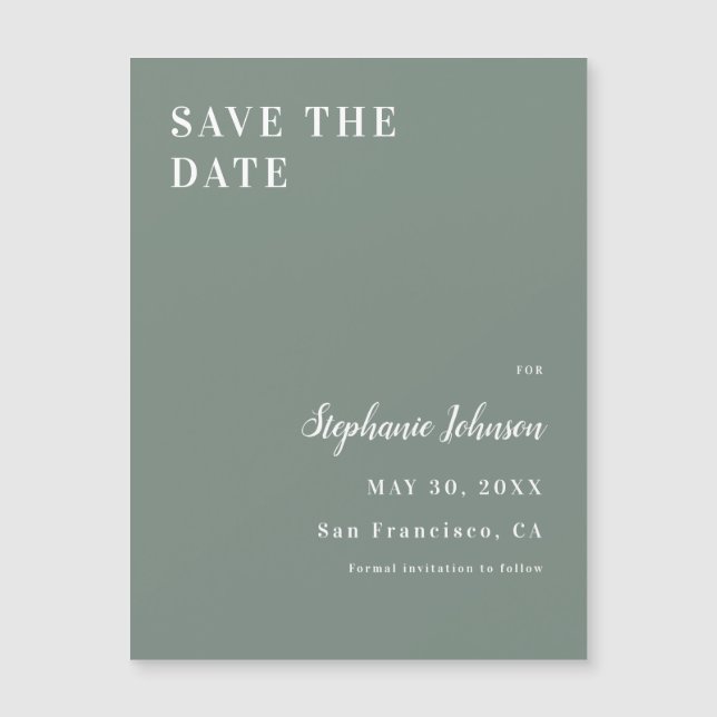 Ducha minimalista verde y blanca para novias (Anverso)