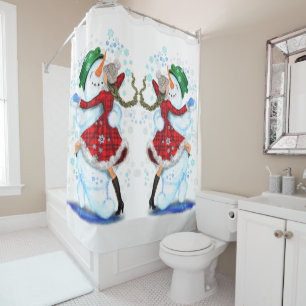 Ducha Navidades cortina cortina cortina de nieve y danza