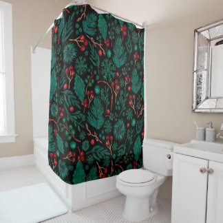 Ducha Navidades de acuarela Patrón floral Cortina de duc
